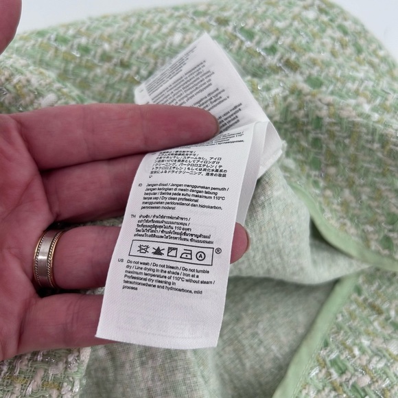 NWT maje Jinova Mini Skirt Green Metallic Tweed Size 40 - Picture 13 of 14